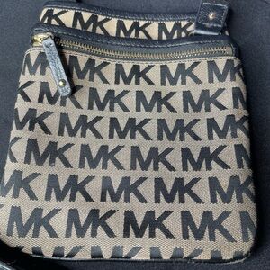 Michael Kors Monogram Black and Tan Messenger Bag